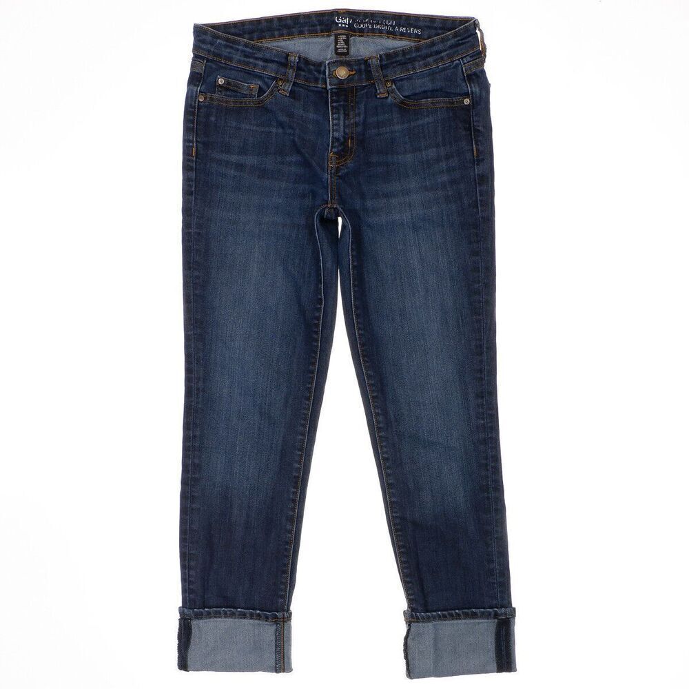 Gap Skinny Cuff Jeans Size 2 Womens Crop Blue Denim Stretch Measures 28 x 23.5